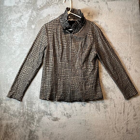 Damee Inc 2 Piece Set Black Gold Long Sleeve Jacket & Tank Size Medium - Picture 1 of 8